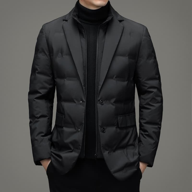 Multiple items shipped together autumn/winter suit style warm casual fashionable down jacket for men with detachable stand-up collar, fake two-piece