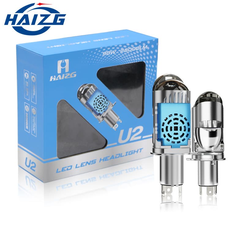 HAIZG Cross-border U2 Car LED Bulb with Lens, Motorcycle High Power Retrofit Bi-Lens Headlight