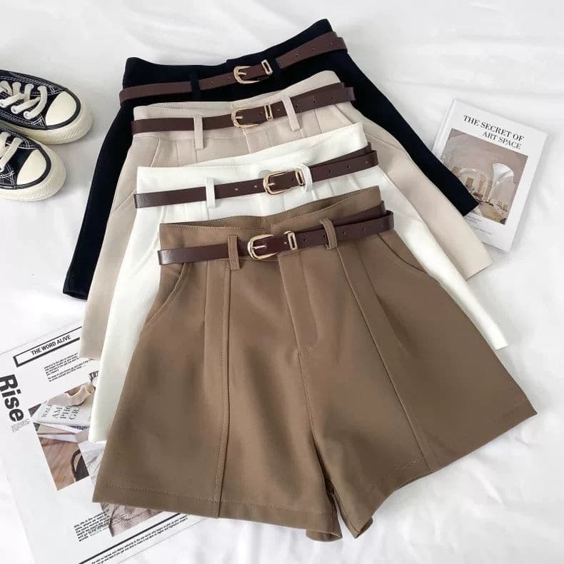 Casual Shorts for Women 2025 Spring New Design Sense Petite Retro High-Waist A-Line Wide-Leg Pants