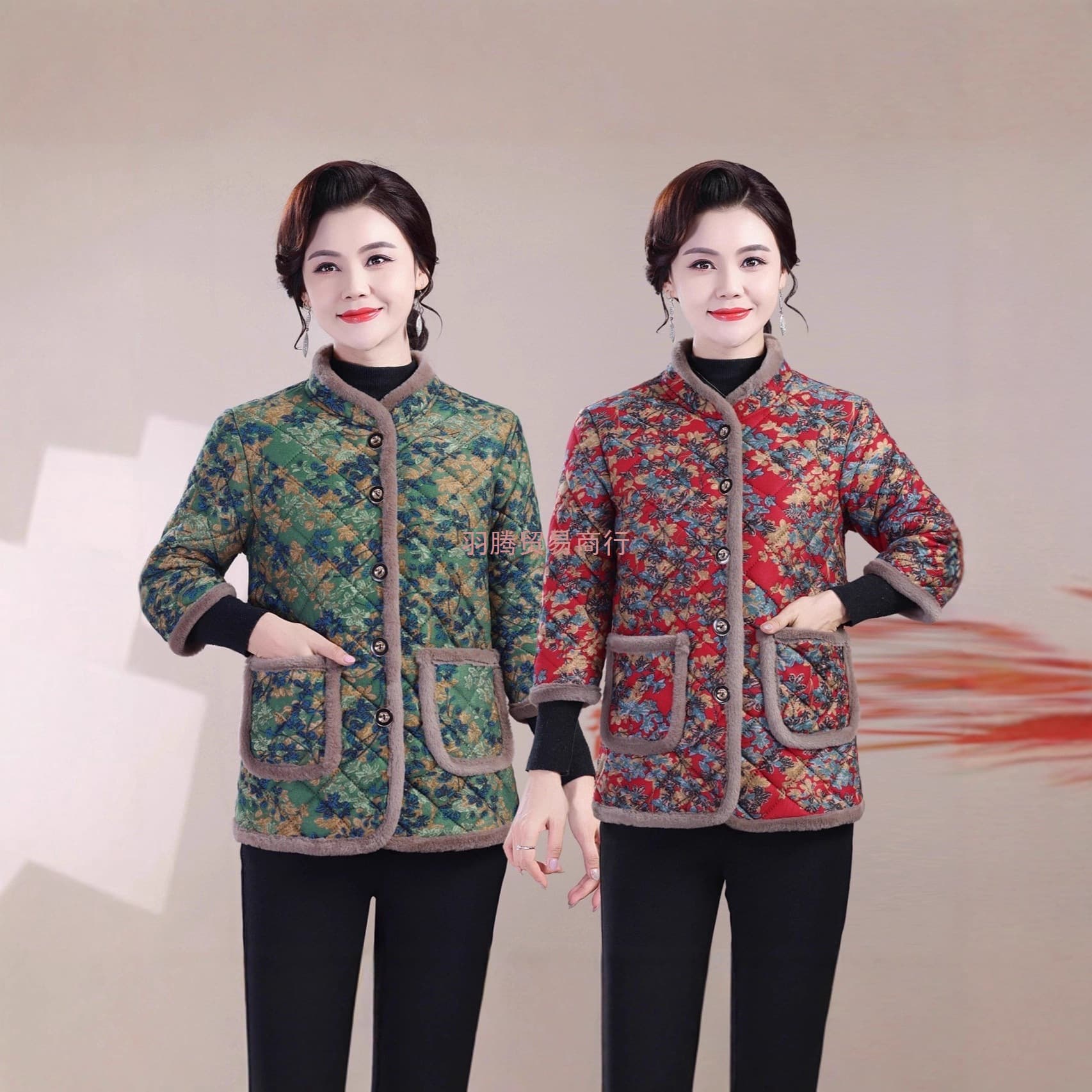 New autumn/winter fashion style for middle-aged and elderly women: three-quarter sleeve fleece-lined maternity vest/cotton coat.