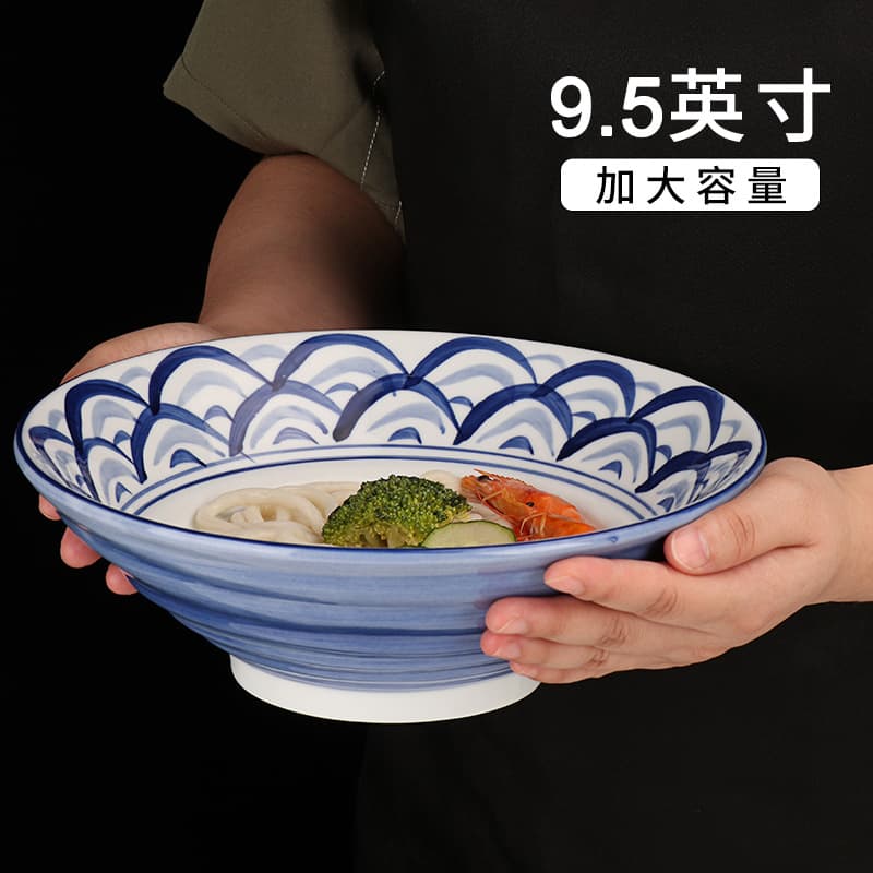 Ceramic Noodle Bowl, Restaurant-Style Japanese Ramen Bowl, Large Conical Hat-Shaped Eating Bowl