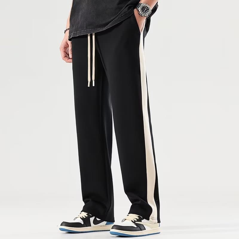 Loose Wide Leg Casual Pants Men's Summer New Style Student Fashion Color Block Straight Leg Pants Comfortable Loose Fit Trousers