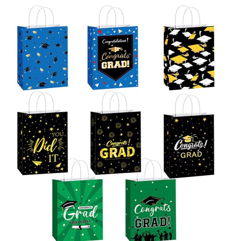 Amazon Graduation Season Themed Paper Bag White Kraft Paper Bag Birthday Party Gift Bag Shopping Jewelry Handbag