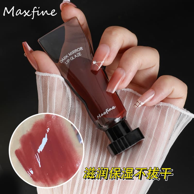 Maxfine Black Mirror Water Gloss Lip Glaze Moisturizing Mirror Lip Glaze Long-Lasting Makeup Cross-Border Cosmetics