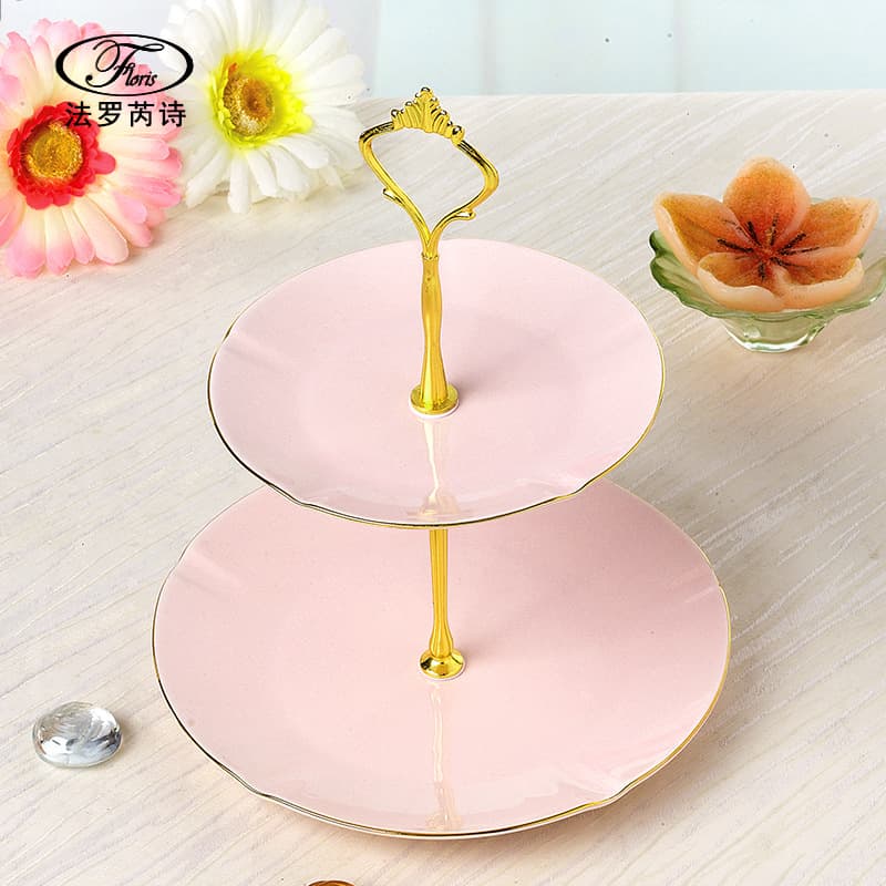 European-Style Bone China Tea Set with Cups, Saucers, Teapot, Home-Use Ceramic Snack Plate, Gift Double-Layer Fruit Plate, Can Be Mixed and Matched for Dried Fruit Tableware