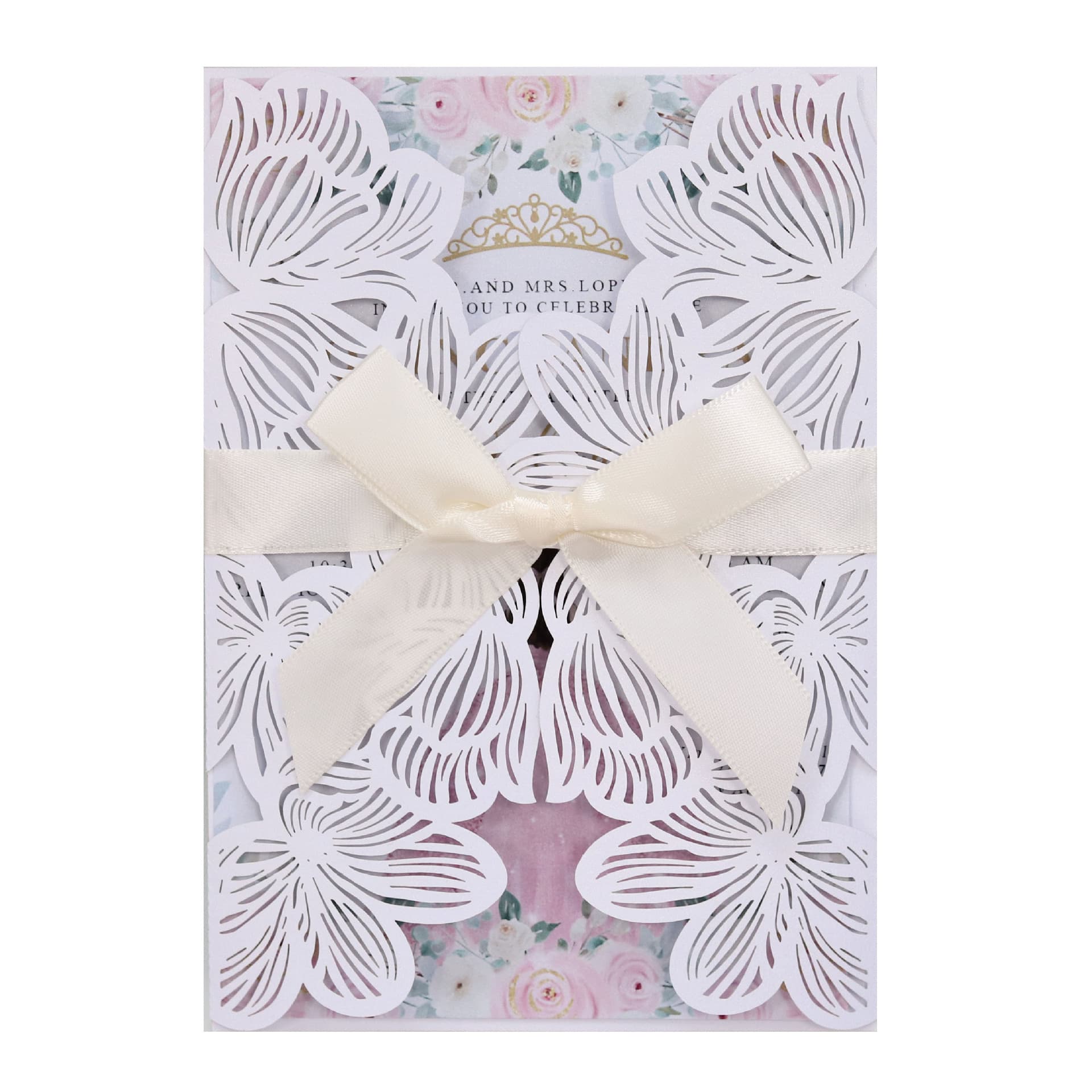 Cross-border Ready-made Hollow White Rose Invitation, Wedding Invitation, Valentine's Day Greeting Card Wholesale