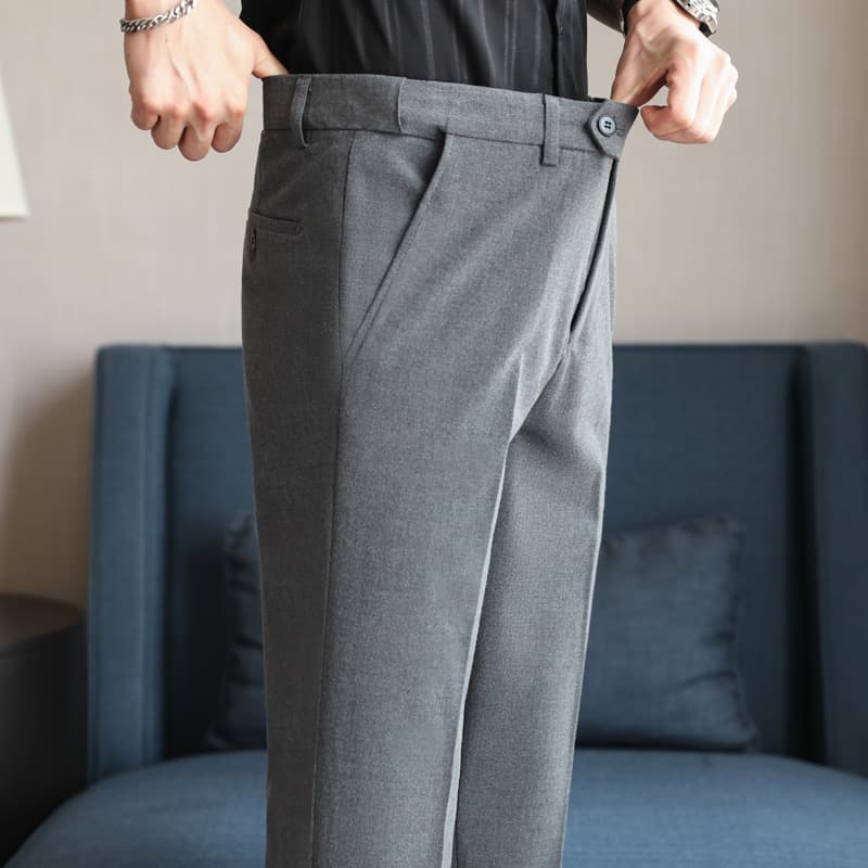 TikTok Hot-Selling Men's Suit Pants High Cost-Effectiveness Waist Elastic Suit Pants Korean Style Slim Fit Small Straight Leg Casual Suit Pants