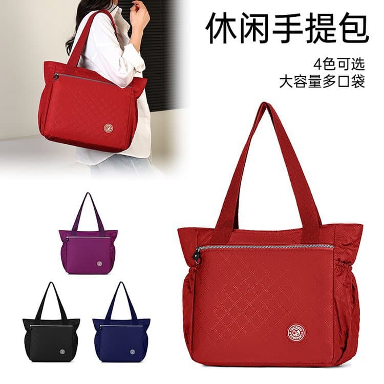 Casual Diamond Quilted Stitching Handbag Large Capacity Simple Commuter Shoulder Bag Oxford Cloth Practical Versatile Tote Bag