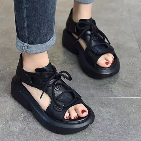 Trendy Retro Sandals for Women Fashion Thick Sole Soft Sole Peep Toe Women's Shoes 2026 New Summer Roman Sandals