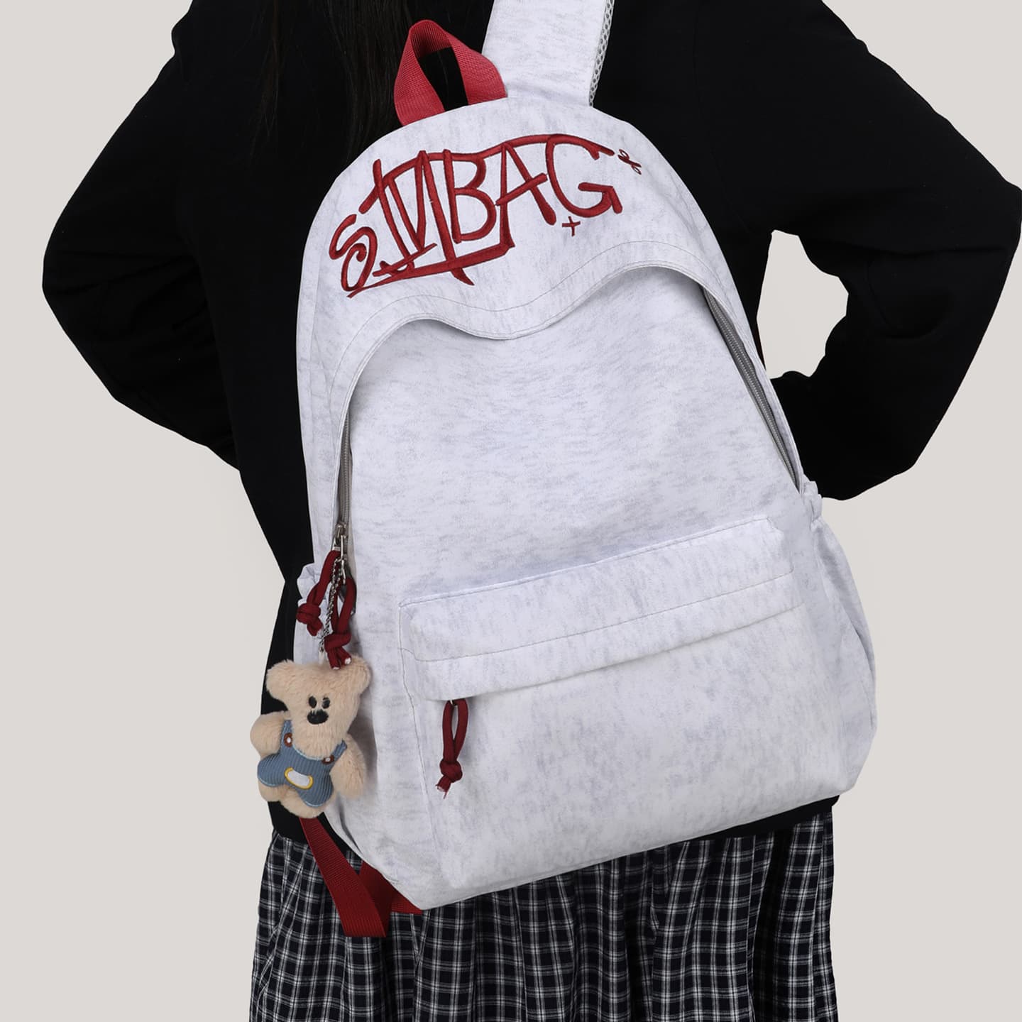 Embroidered letter backpack women's ins large capacity school bag junior and high school college student high-value backpack student school bag