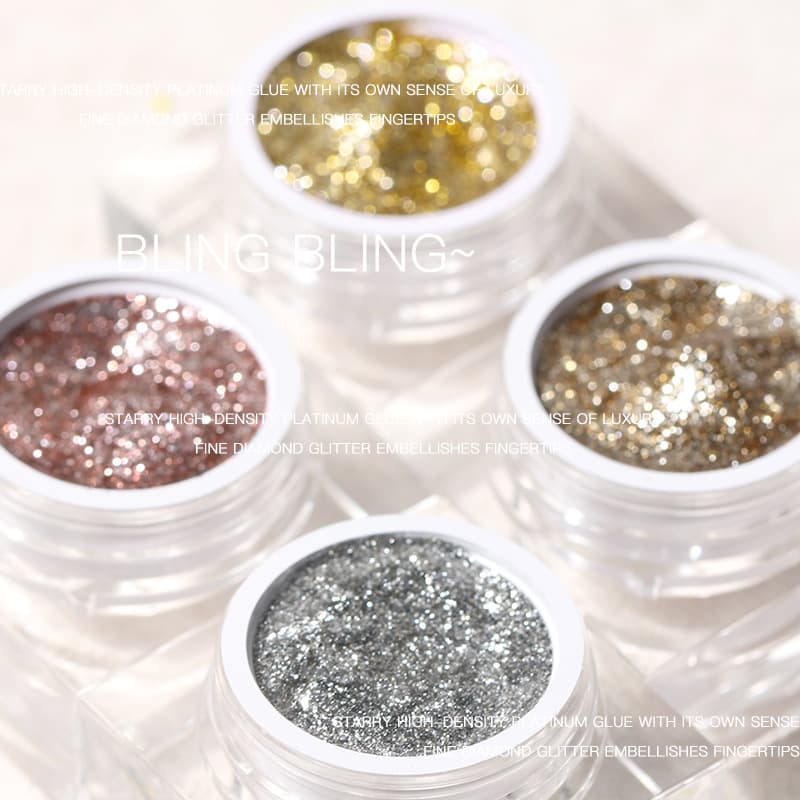 FN Nail Art Sparkling Brilliant Star High-Density Platinum Glue, Gold and Silver Lines Edged Painted Fine Glitter Gel Polish Wholesale