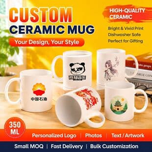White Ceramic Mug Heat Transfer Coated Cup Photo Mug DIY Image Coffee Cup