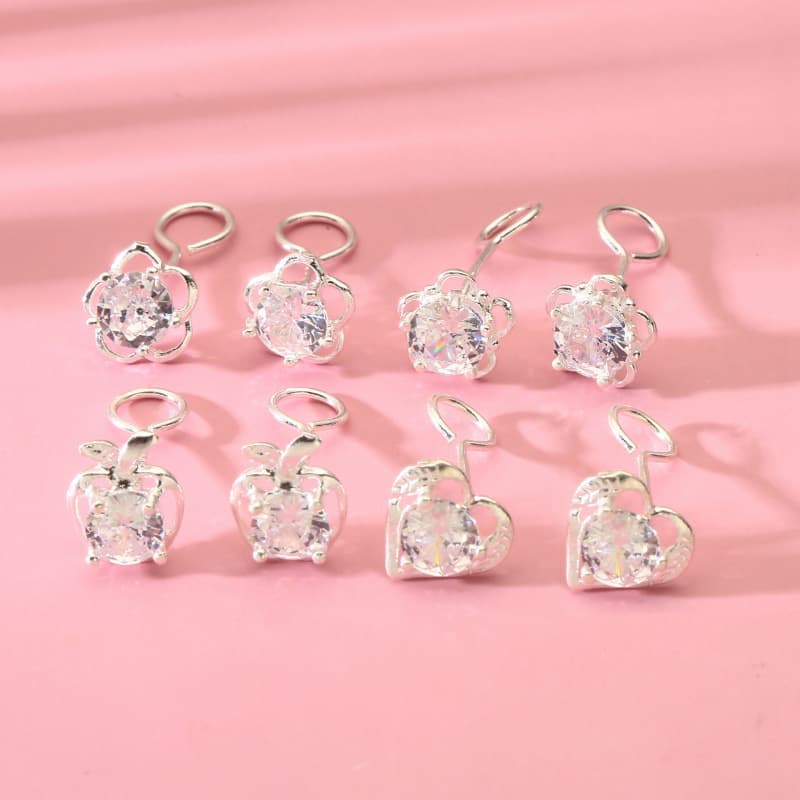 No. 8389 990 Pure Silver Hook Gemstone Ear Studs, Minimalist Zircon Small Ear Studs, Live Stream Giveaway Direct from Factory