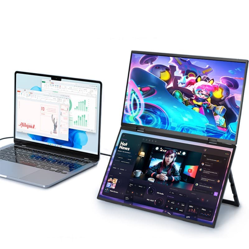 Stock Trading Design Office Portable Dual Monitor All-in-One Cable High-Definition Foldable Laptop Expansion Screen