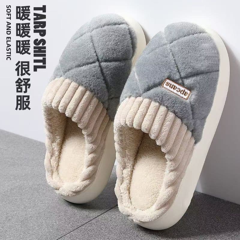 Men's Cotton Slippers for Winter Outdoor Wear 2025 New Home Fleece-Lined Indoor Anti-Slip Warm Plush Slippers Women's Winter Style
