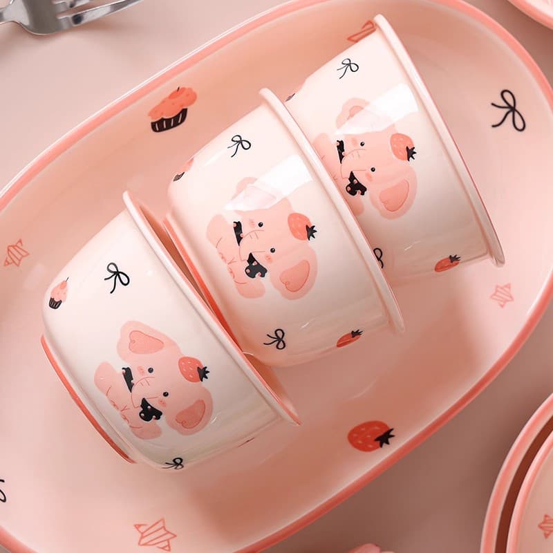 Cartoon Home 2026 New High-Quality Ceramic Bowl, Beautiful and Cute Rice Bowl