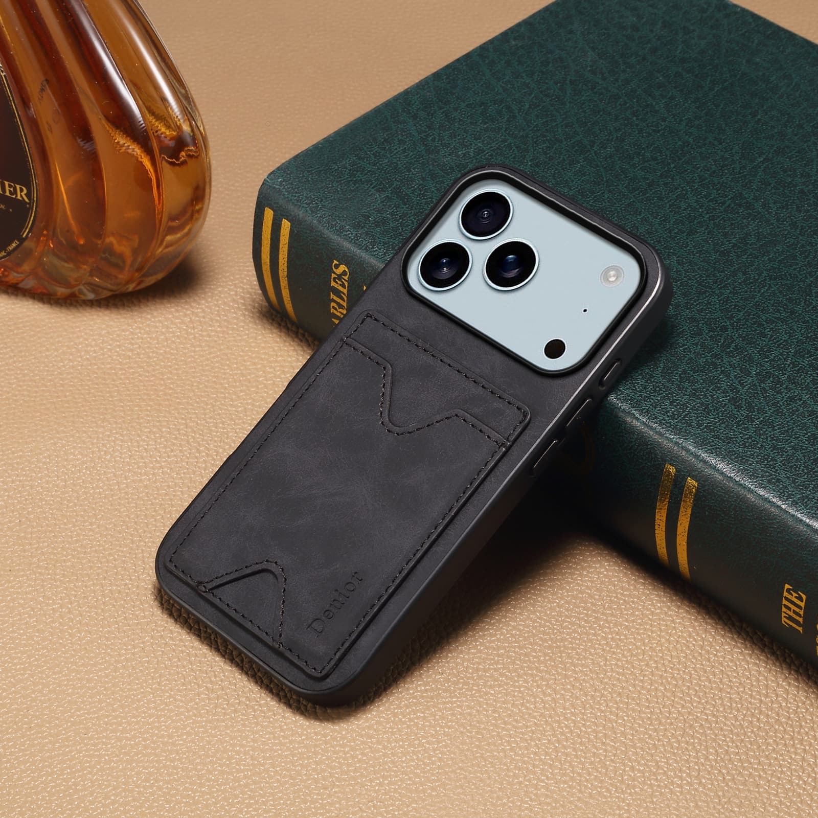 Denior Compatible with iPhone 17 Pro Max Card Slot Stand Case Apple 16E Shockproof Protective Cover Air