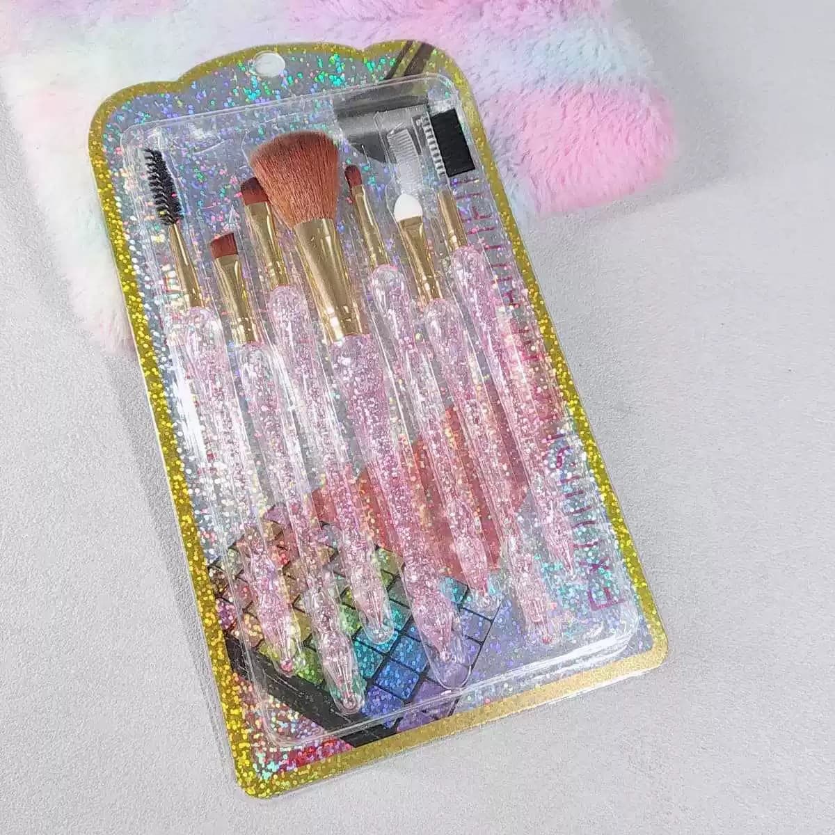5-Piece Full Makeup Brush Set, Iridescent Glitter Sand Crystal Diamond Makeup Tools, Super Soft Bristles, Wholesale Eyeshadow Brushes
