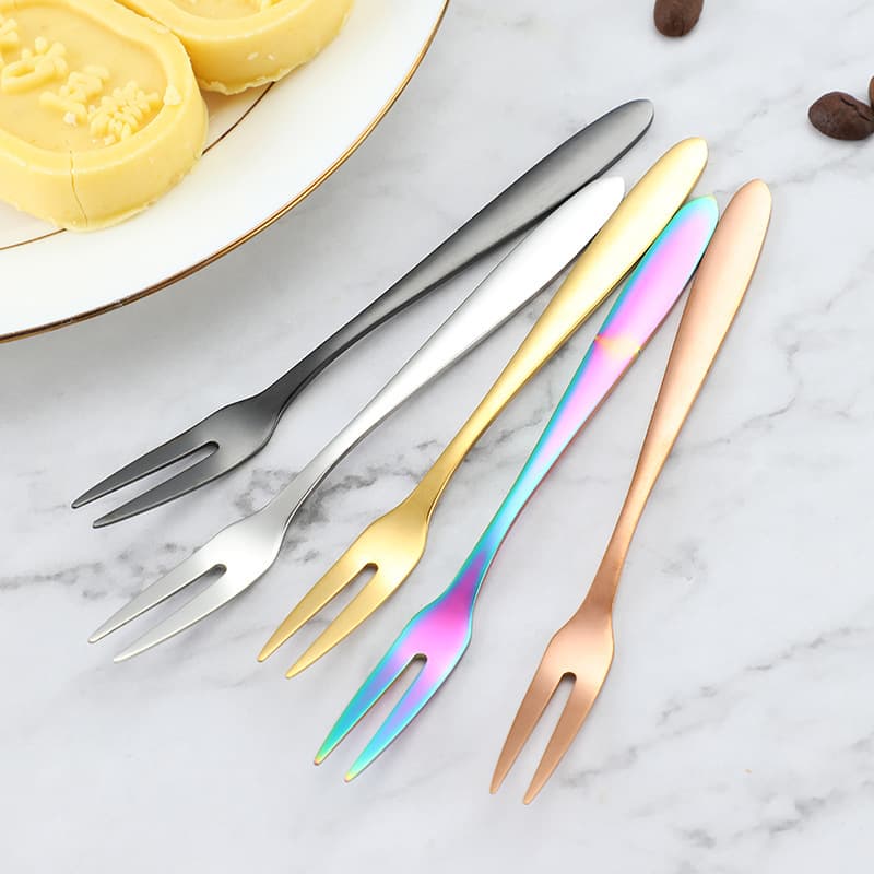 304 Stainless Steel Fruit Fork, Cake Fork, Dessert Fork, Creative Two-Prong Fork, Mooncake Knife and Fork Set