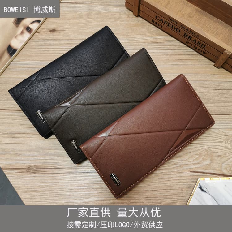 Men's Fashion Casual Long Wallet with Multiple Card Slots and Zipper Closure for Export