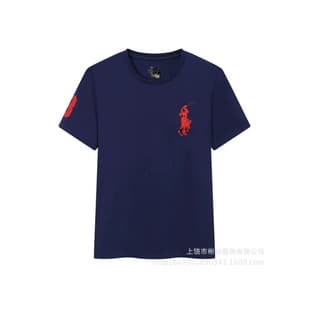 Cross-Border Ralph Lauren Small Color Pony Men's Round Neck T-Shirt Short Sleeve Slim Fit Cotton Embroidered Logo Top Casual Versatile Cotton