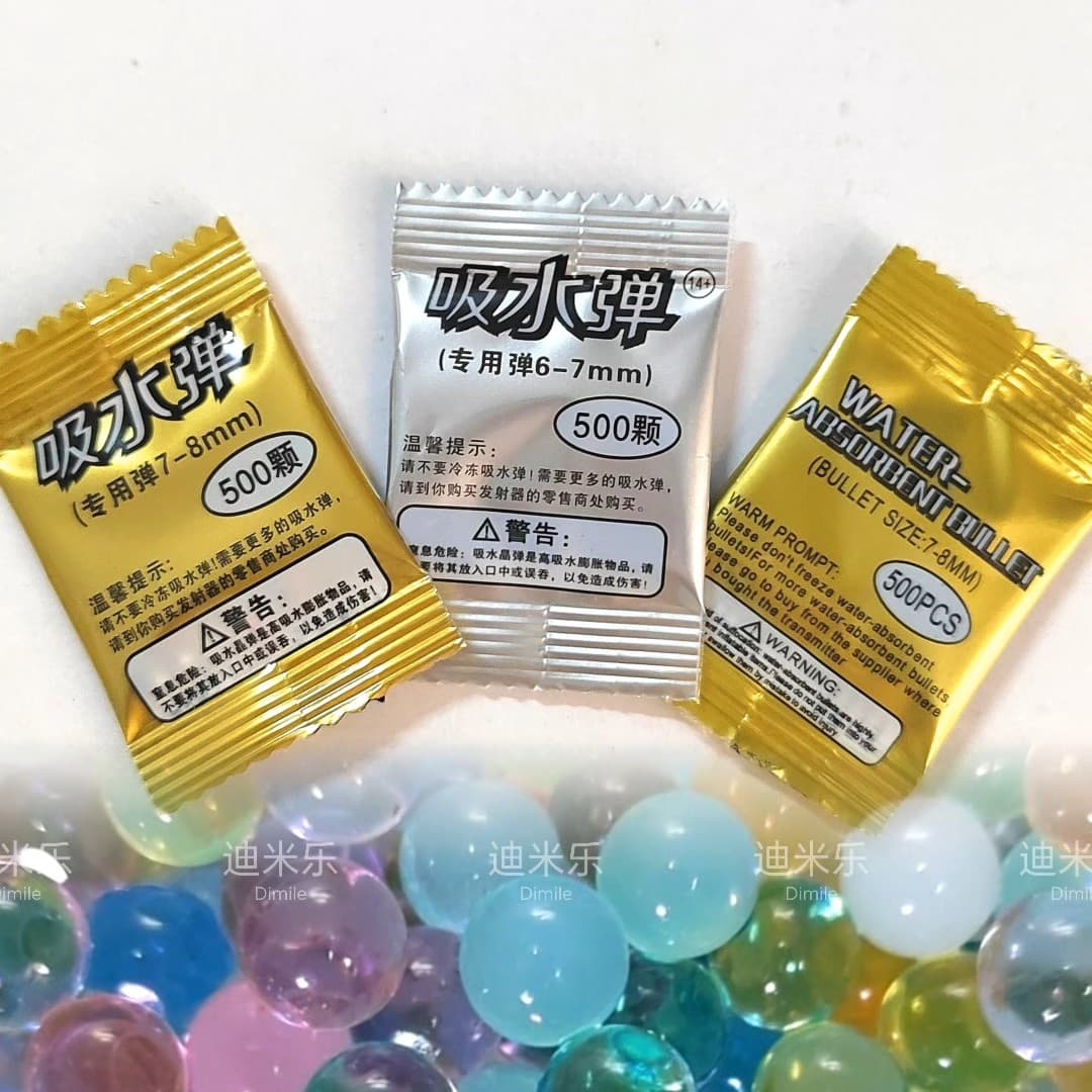 Water beads, 500 small packs, water-absorbing crystal beads, 6-7mm and 7-8mm, universal water-absorbing beads.