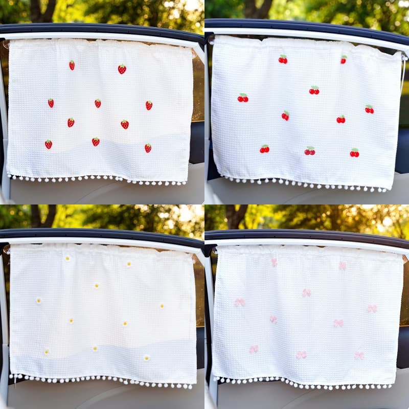 Car Summer Sun Shade Curtain, Heat Insulation, Cartoon Rear Window Blackout Curtain, Suction Cup Type, Car Sun Protection Privacy Curtain