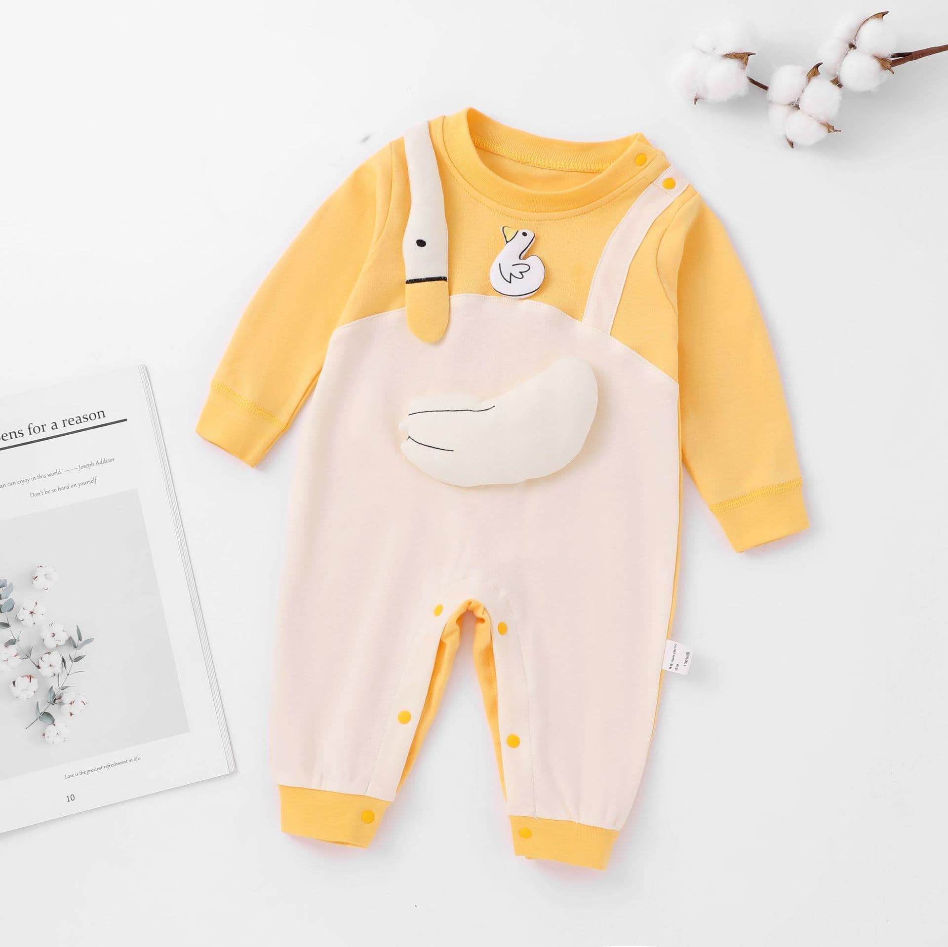 Baby Long-Sleeve Bodysuit for Boys and Girls, Spring and Fall Newborn Cotton Cartoon Romper Outwear