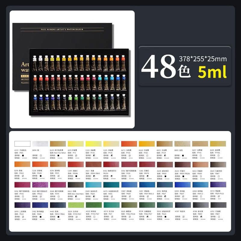 Rubens Watercolor Rubens Opaque Watercolor 12/24/36/48 Color Fourth Generation Watercolor Paint Artist