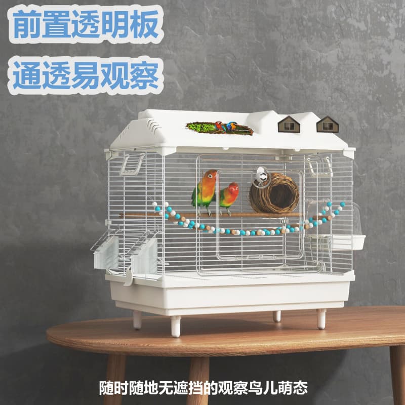 Transparent Bird Cage for Budgies, Cockatiels, Parrotlets, Finches, and Silvereyes - Large Villa-Style Ornamental Cage