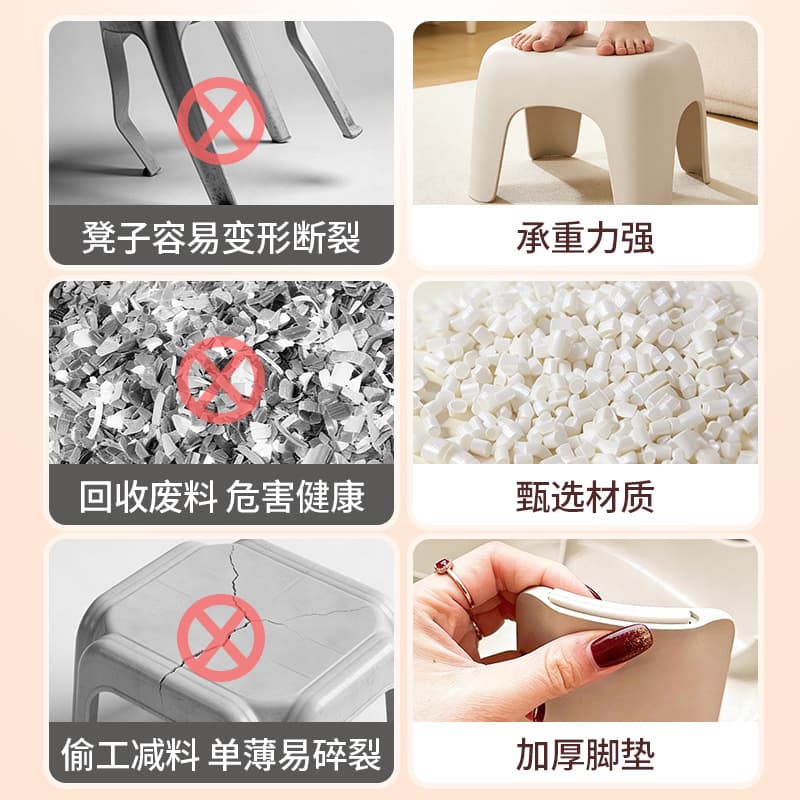 Small Low Stool, Home Plastic Thickened Living Room Coffee Table Stool, Children's Bathroom Shower Stool, Bathroom Shoe Changing Chair