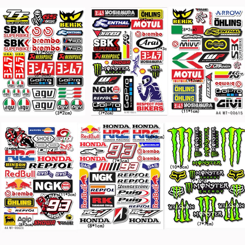 Motorcycle stickers, electric car decals, battery sponsor helmet modifications, decorative stickers, scratches, creative personality stickers