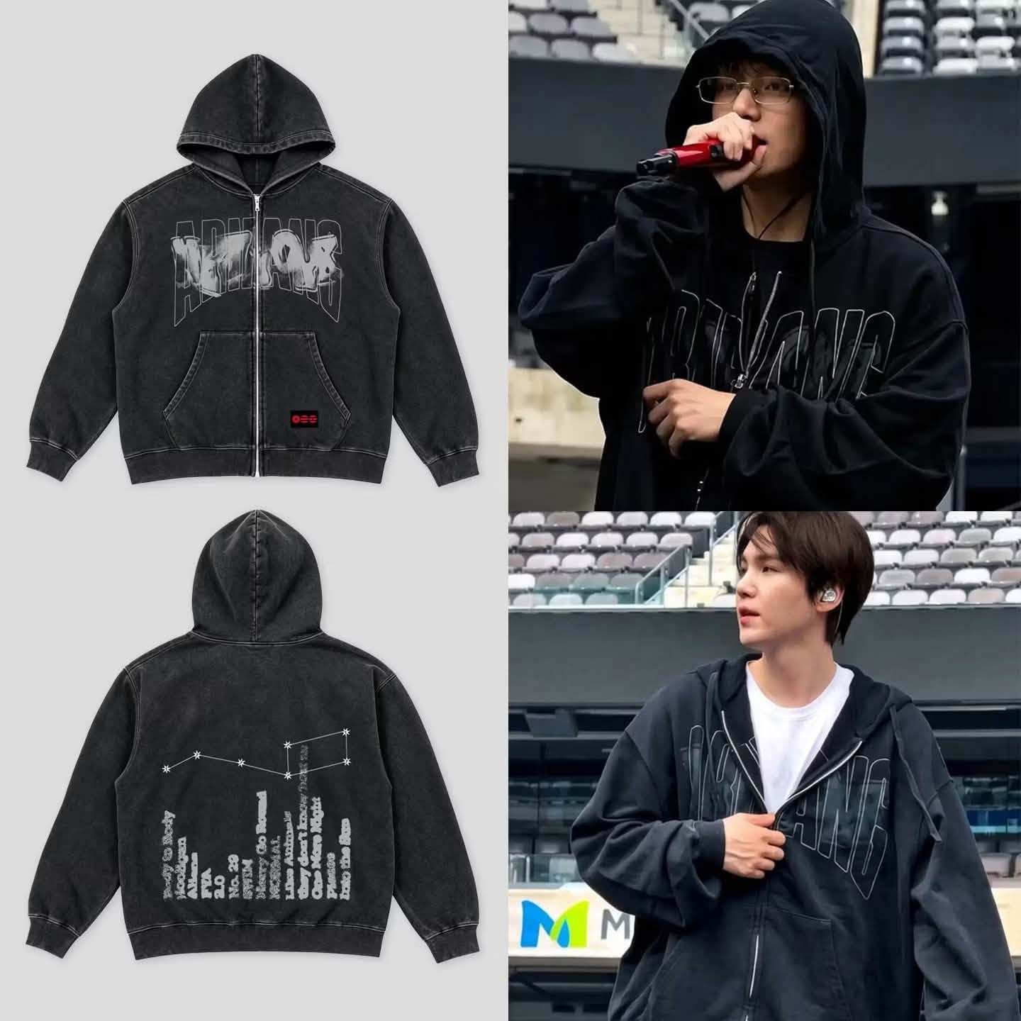 Arirang Tour Suga's same style Gothic print washed loose large size couple's top factory ready stock