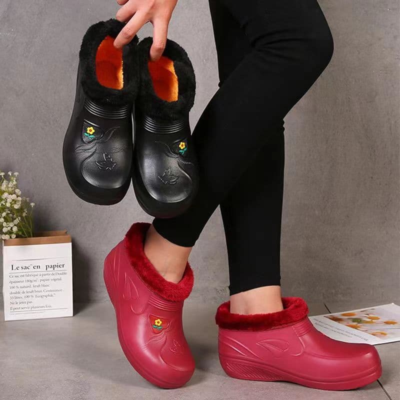 Winter Fleece-Lined Unisex Snow Boots, Warm Cotton Boots, Waterproof Rain Shoes for Laundry, Car Wash, Kitchen, and Cleaning Work Shoes
