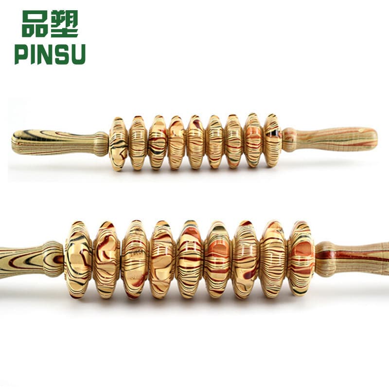 Wooden Nine-Wheel Abdominal Massager Manual Back Push Home Full Body Multi-Functional Massage Roller for Belly and Waist
