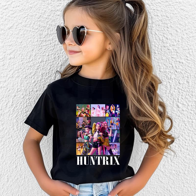 Kpop Korean Wave Witch Girl Group Printed T-Shirt Pure Cotton Round Neck Short Sleeve Children's Clothing Stock Available for Drop Shipping 0925-2