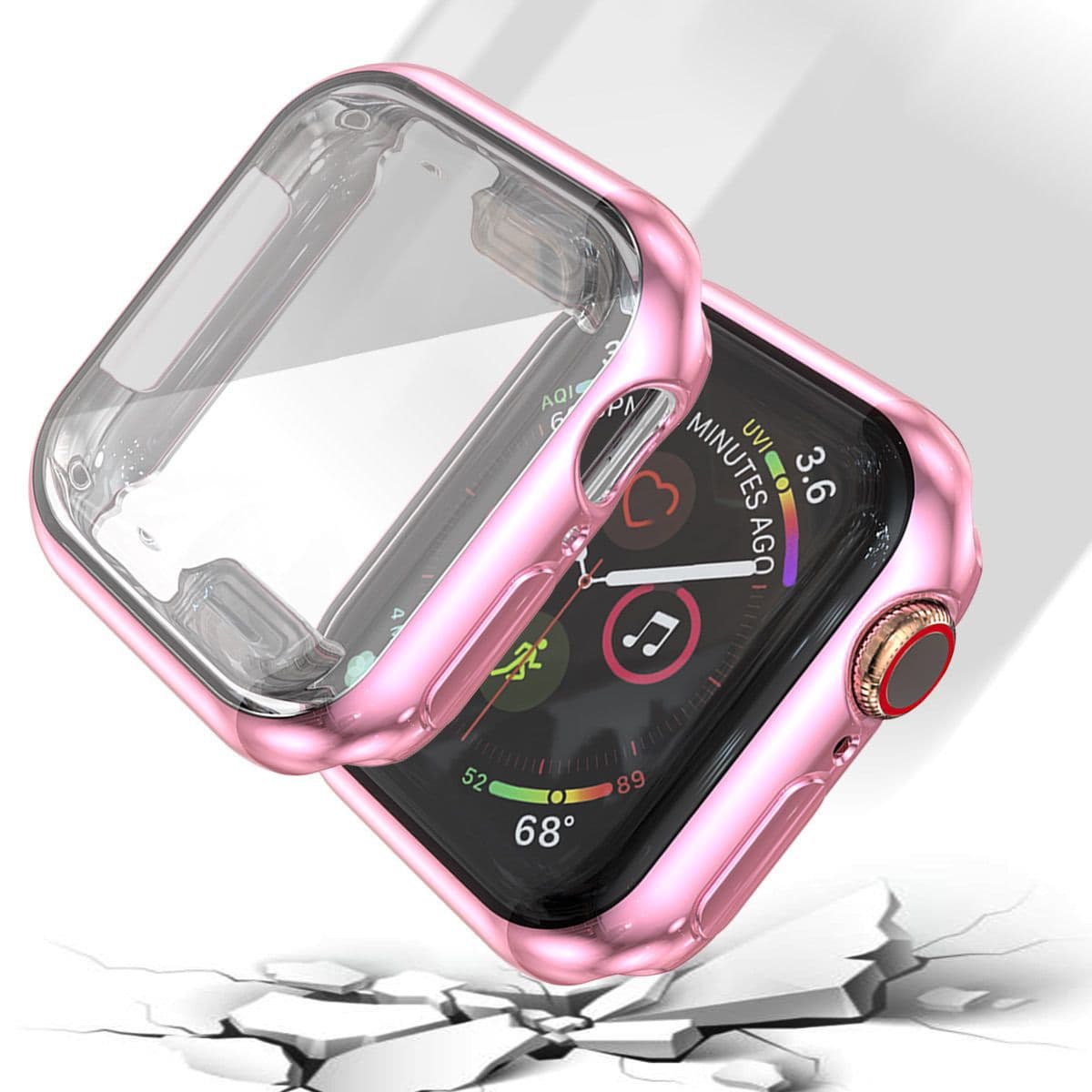 Electroplated Protective Case for Apple Watch Series 2, 3, 4, 5, TPU Full Coverage Bumper Shell