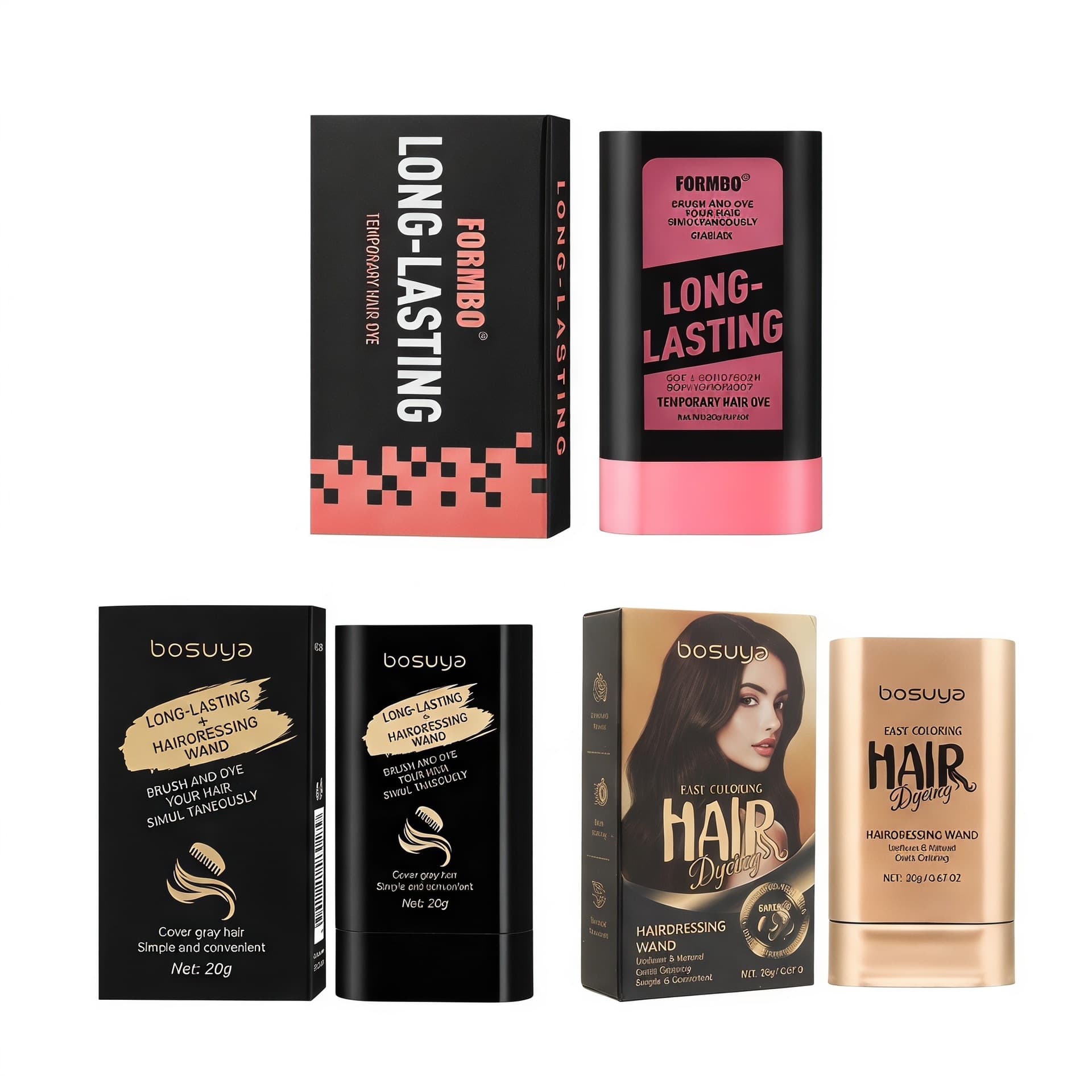 Foreign Trade Cross-Border Hair Styling Stick Disposable Hair Dye Cream Emergency Gray Hair Coverage Comb Dye with Toothed Comb