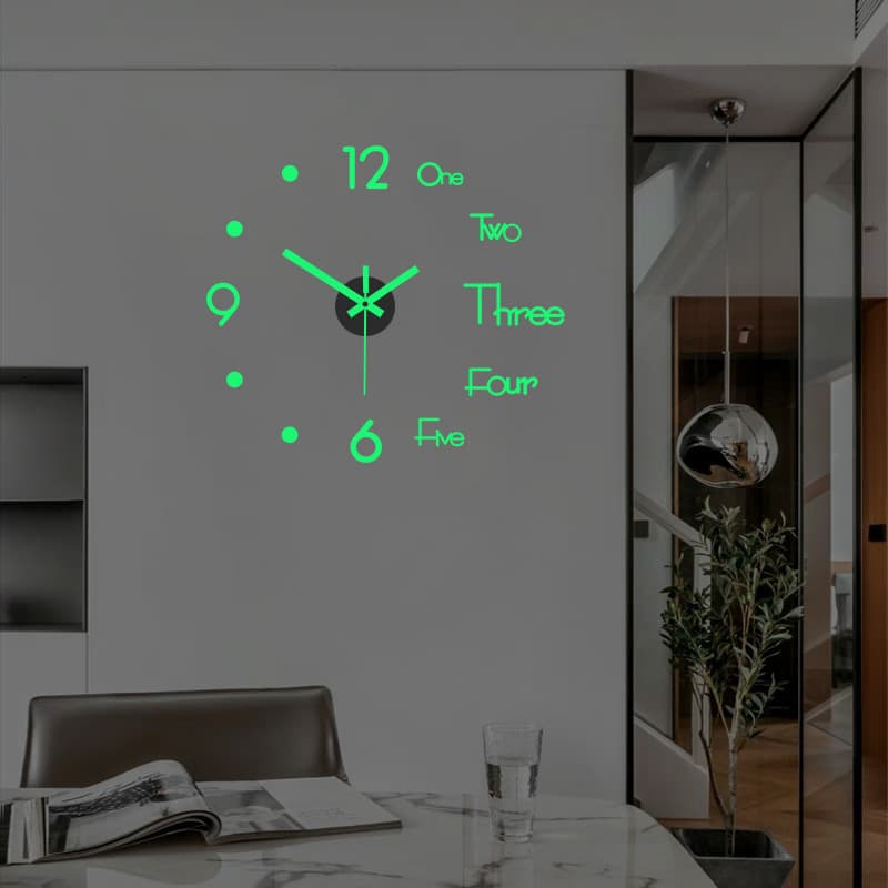 Amazon creative luminous wall clock living room DIY wall sticker clock silent acrylic clock factory wholesale home use