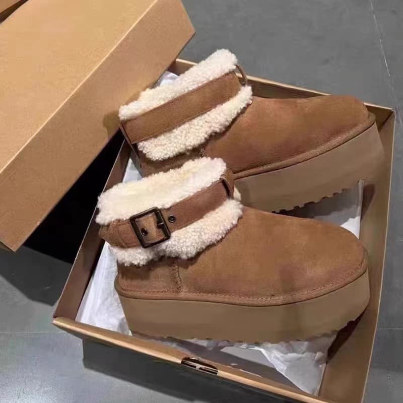 Women's Snow Boots for Outdoor Winter Wear, Fur-Lined Thick-Soled Platform Short Boots with Fleece Lining for Warmth and Cold Protection