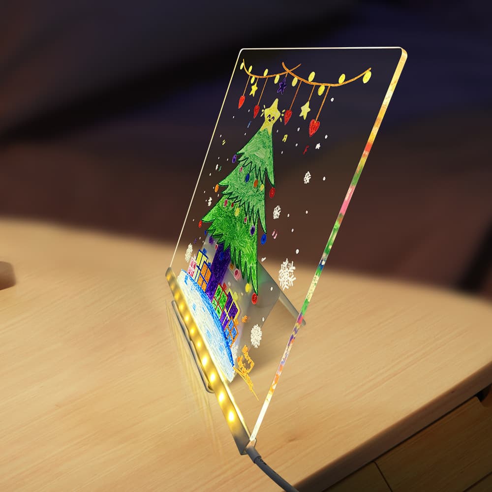 Children's Watercolor Pens with Transparent Drawing Board, Creative USB LED Light Fluorescent Board, Holiday Girlfriend Decoration Night Light