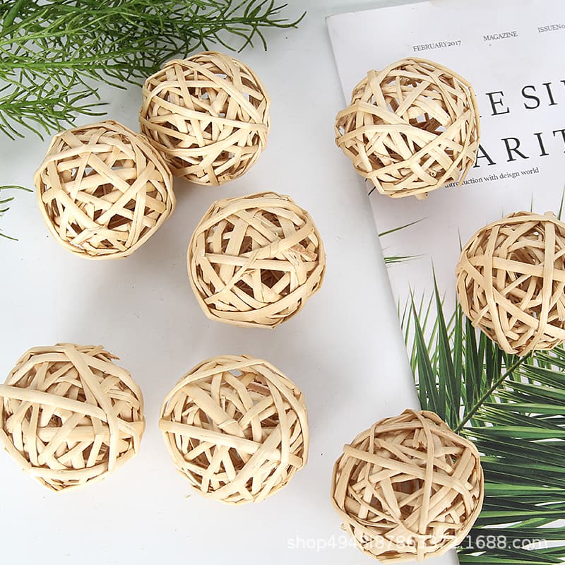Wooden Rattan Balls, Rattan Weaving Decor, Forest Style Retro Rustic Window Display Photography Props, Mall Kindergarten Hanging Ornaments