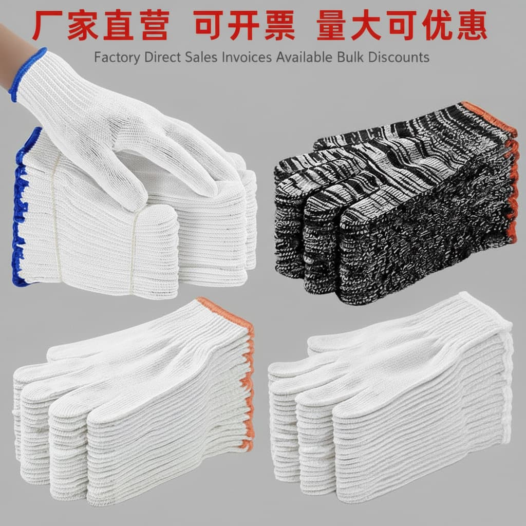 Labor protection gloves, cotton gloves, thickened nylon yarn cloth gloves, wear-resistant and not rotten, white gloves for men and women at work