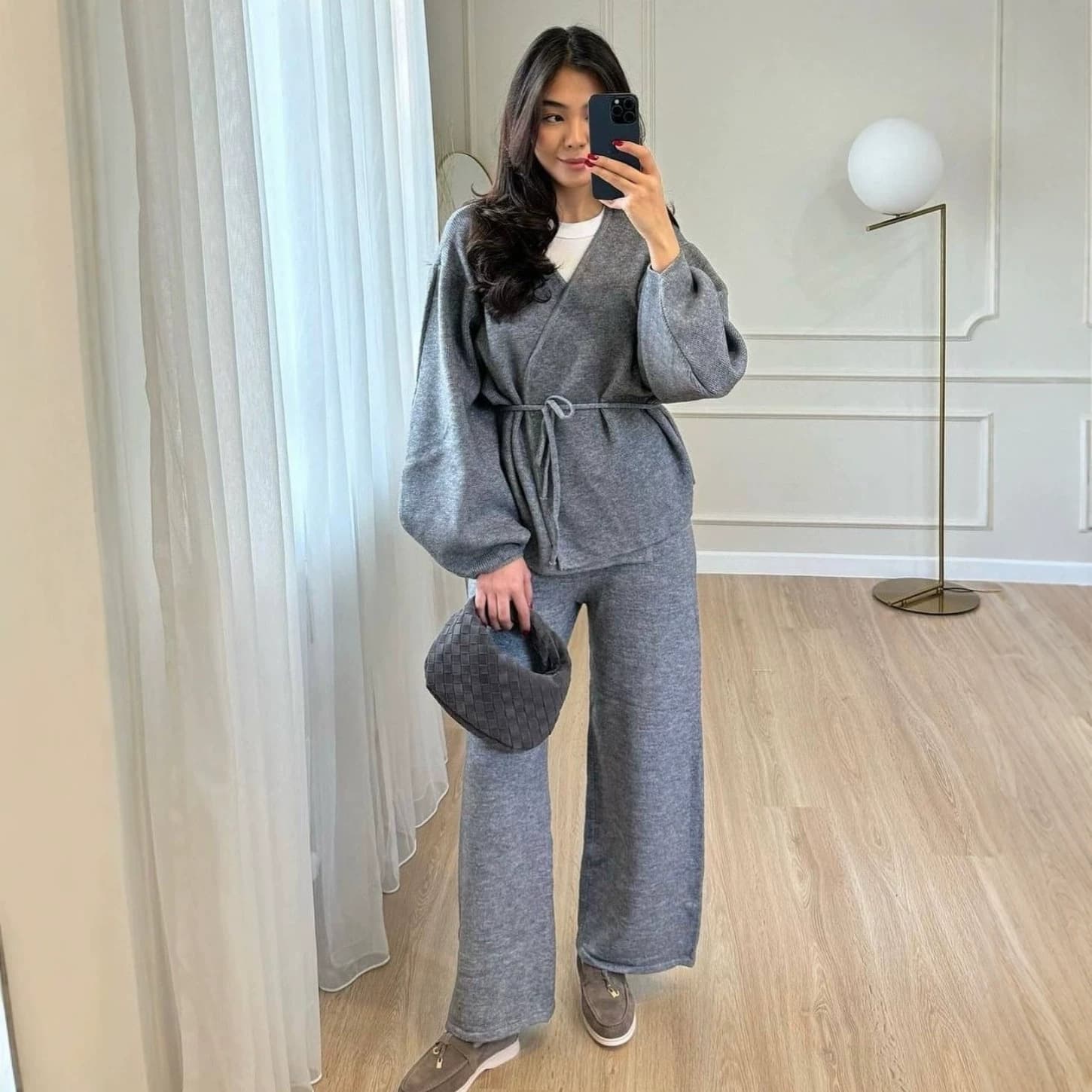 Cardigan Set for Women, Open-Front Jacket, Fall/Winter New Arrival, American Vintage Casual Style, Loose Pants Two-Piece Set