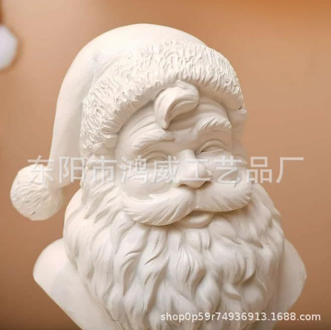 Cross-border Santa Bust Tabletop Decoration White Christmas Santa Head Resin