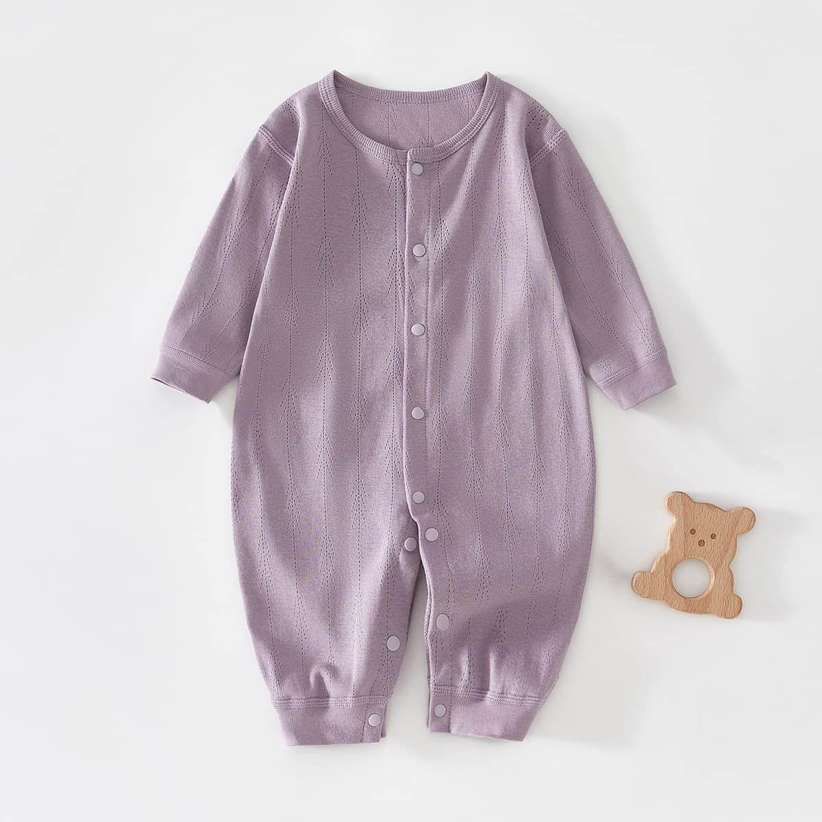 Baby Jacquard Mesh Bodysuit Summer Long Sleeve Seamless Romper Crawling Suit Newborn Pure Cotton Breathable Base Layer Pajamas