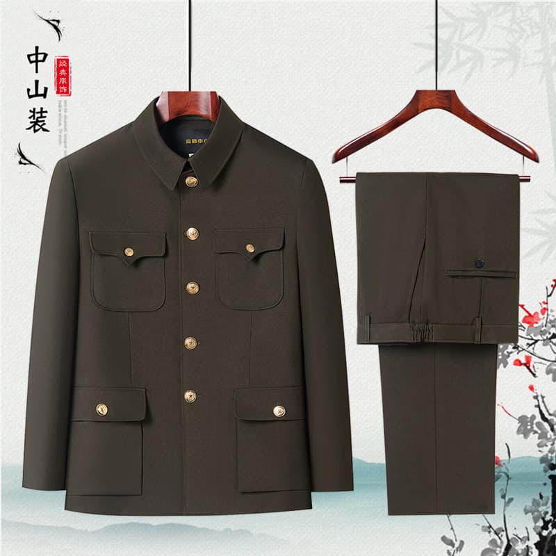Zhongshan suit for middle-aged and elderly people, autumn and winter coat, father's Zhongshan suit, grandfather's Tang suit