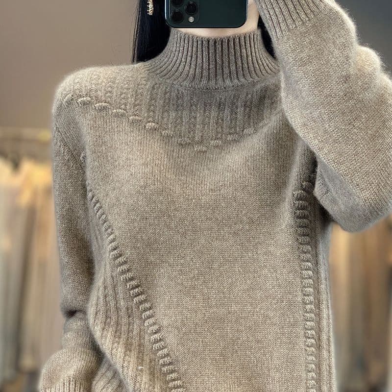 Loose Plus Size Women Semi-Turtleneck Thickened Solid Color Sweater Pullover Casual Loose Slim Knitted Inner Layer Base Layer