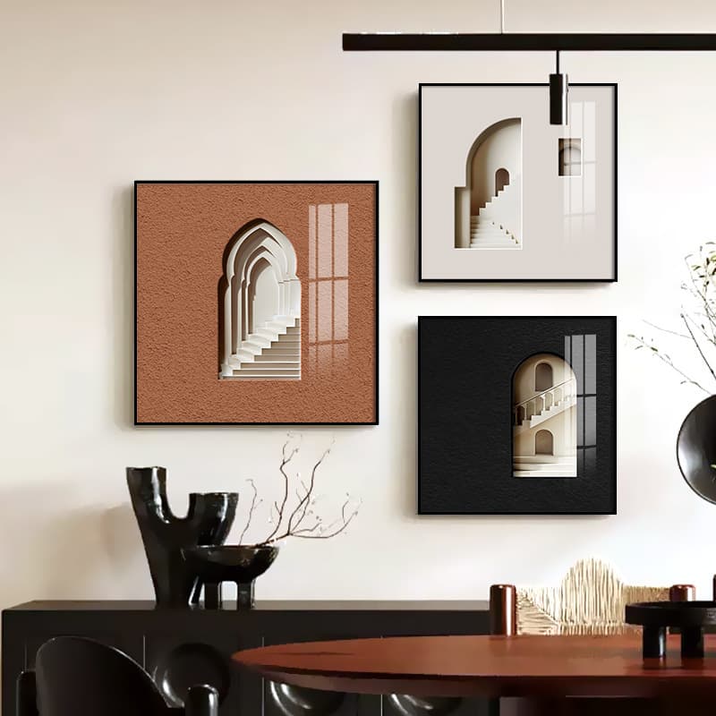 Modern 3D Spatial Dining Room Decorative Painting, Light Luxury High-End Entryway Mural, Modern Simple Living Room Bedroom Wall Art
