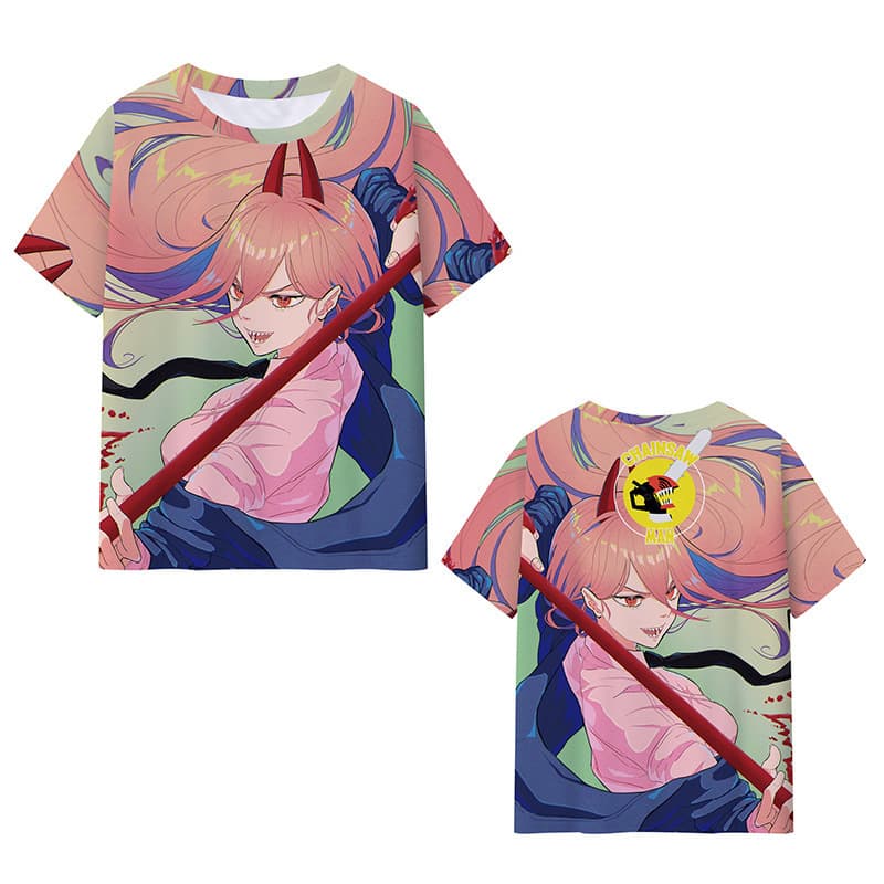 2026 cross-border Chainsaw Man milk silk T-shirt anime peripheral Chainsaw Man 3D printed short-sleeved top